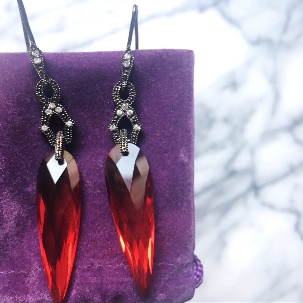 red formal earrings